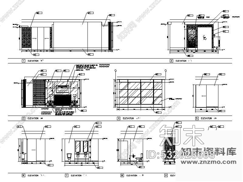 施工图北京某饭店无障碍客房室内装修图cad施工图下载【ID:532028608】