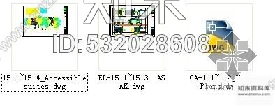 施工图北京某饭店无障碍客房室内装修图cad施工图下载【ID:532028608】