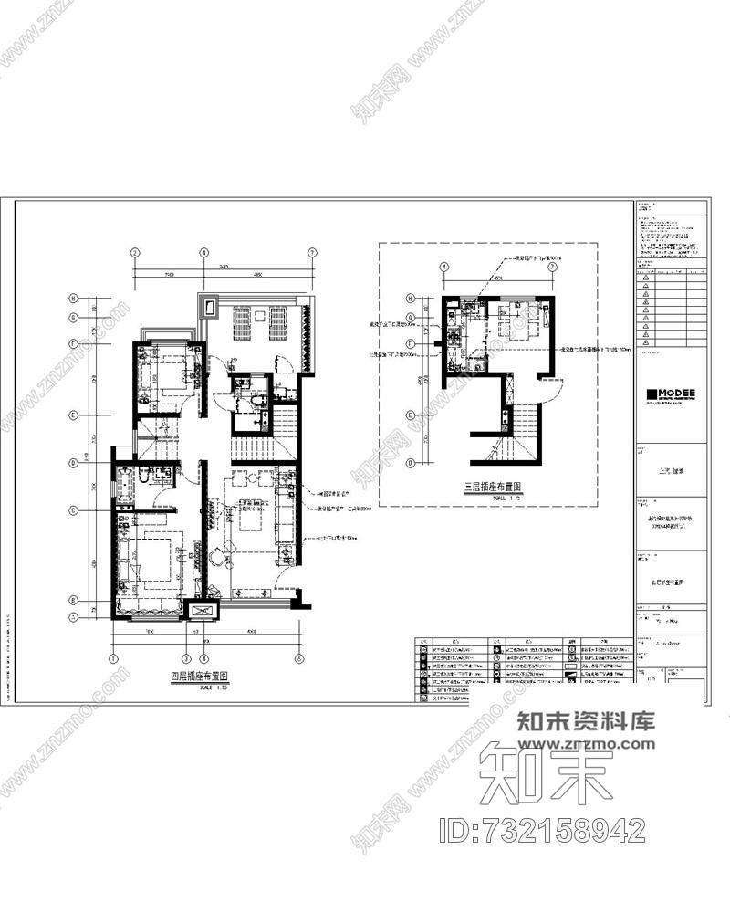 葛亚曦+牧笛上海绿地启东三期DS4户型样板间丨效果图+CAD施工图+物料+软装方案cad施工图下载【ID:732158942】