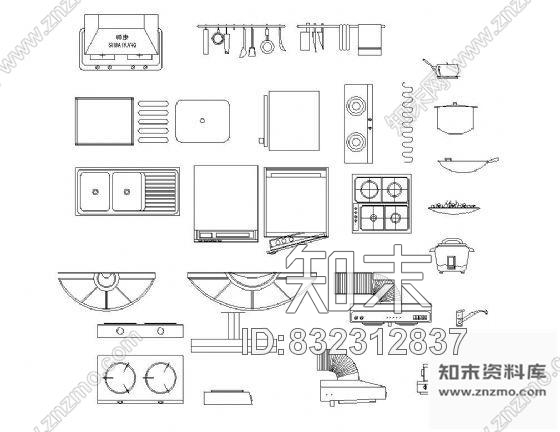图块/节点厨房用品图块集cad施工图下载【ID:832312837】