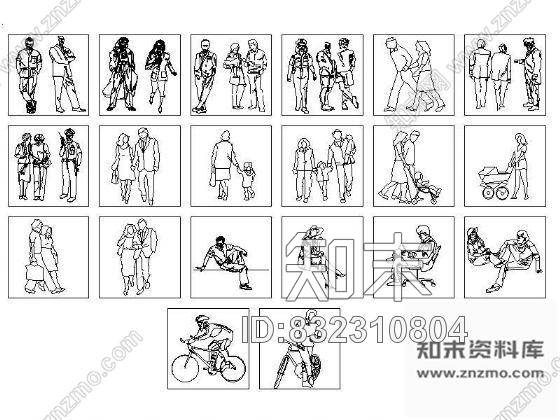 图块/节点人物立面图块集cad施工图下载【ID:832310804】