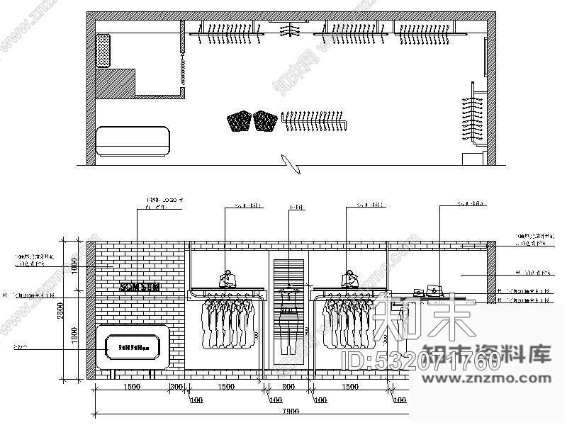 施工图某品牌服装专卖店装修图含实景cad施工图下载【ID:532071760】
