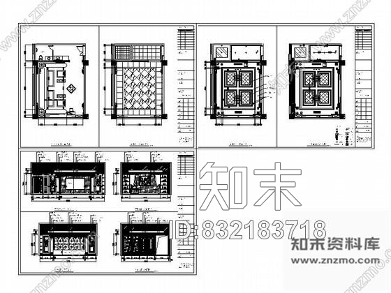 图块/节点会所古典VIP包厢装修平立面图cad施工图下载【ID:832183718】