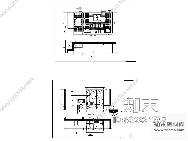 图块/节点现代次卧室立面图cad施工图下载【ID:832221758】