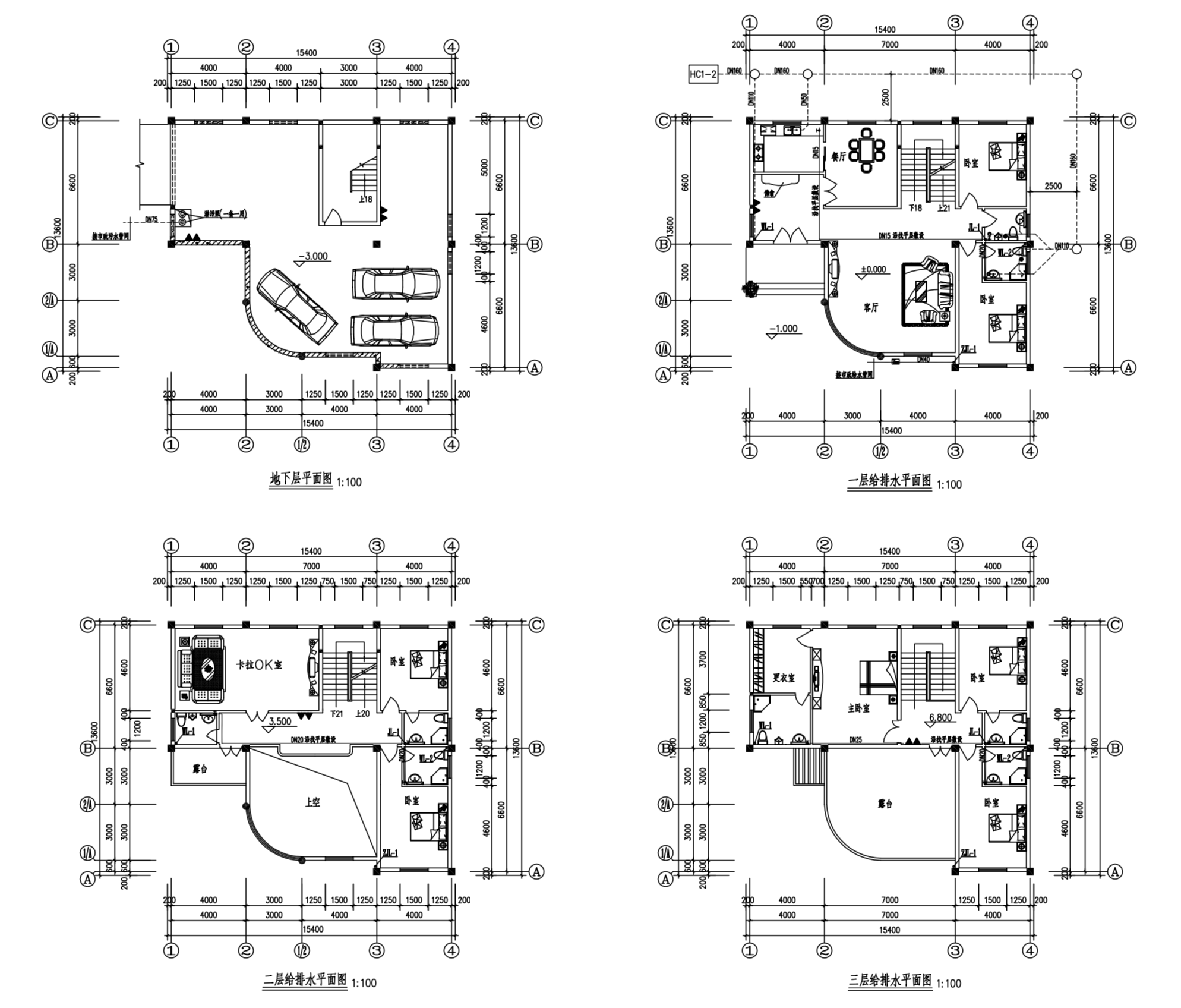 欧式新农村3层独栋别墅建筑设计施工图(含全套cad图纸