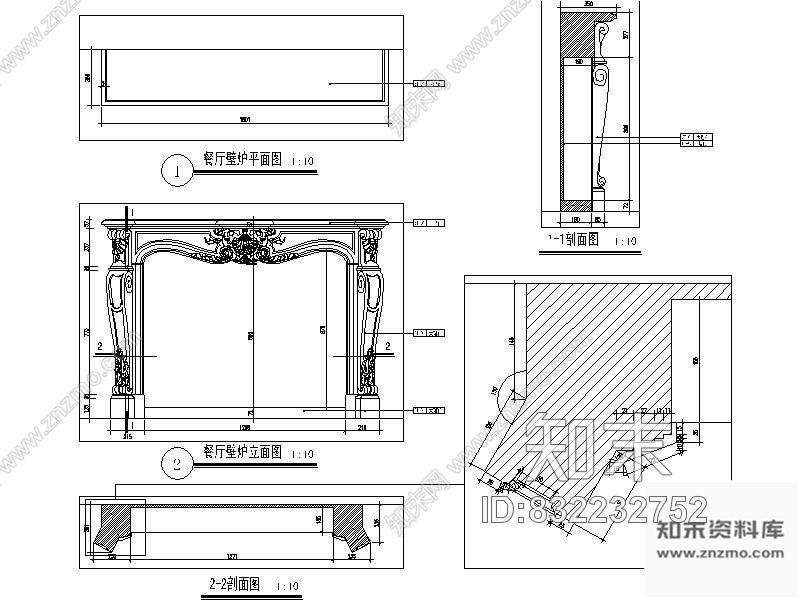 图块/节点豪华别墅壁炉大样图施工图下载【ID:832232752】