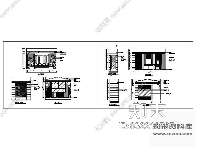 图块/节点新古典主卧立面图cad施工图下载【ID:832213795】