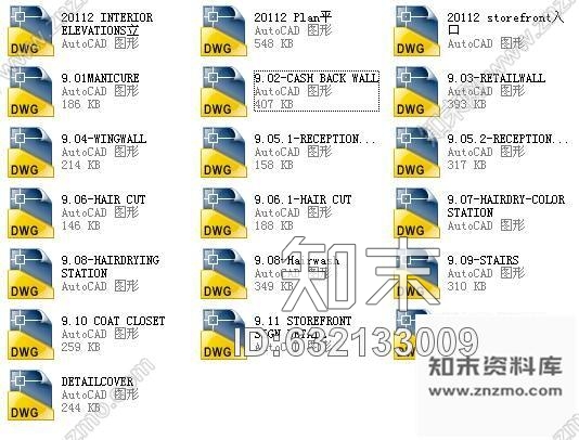 施工图美容美发厅设计图纸英文施工图下载【ID:632133009】