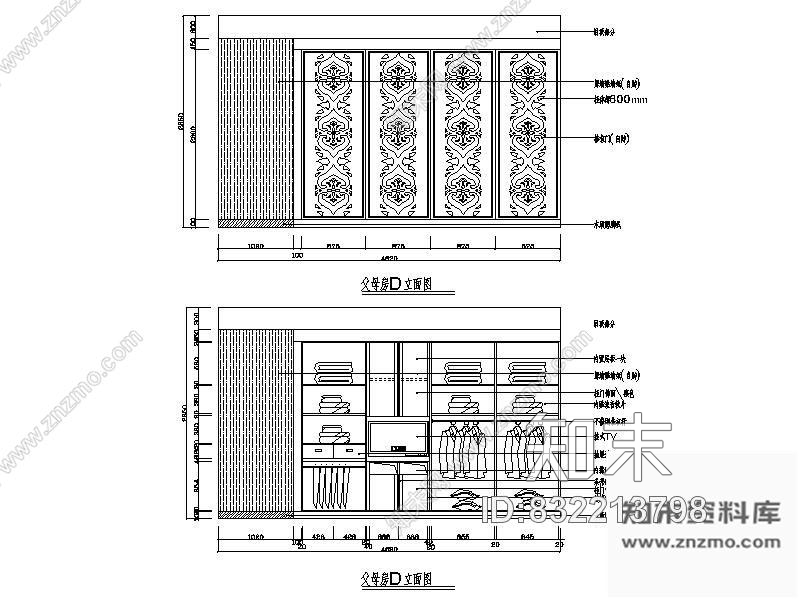 图块/节点新古典父母房立面图cad施工图下载【ID:832213798】