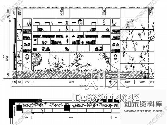 施工图嘉兴休闲会所中式风格大堂吧室内施工图含效果图cad施工图下载【ID:632114042】