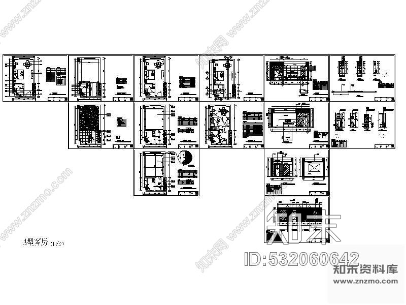 施工图酒店客房装修图cad施工图下载【ID:532060642】