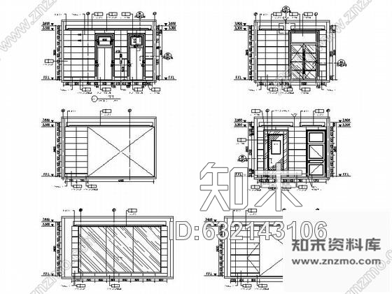 施工图浙江高端住宅小区现代风格电梯厅室内装修施工图cad施工图下载【ID:632143106】