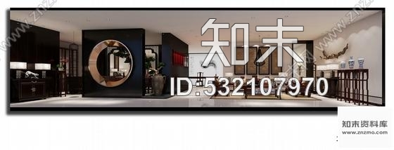 施工图北京中式风格古典家具展厅CAD装修图含效果施工图下载【ID:532107970】