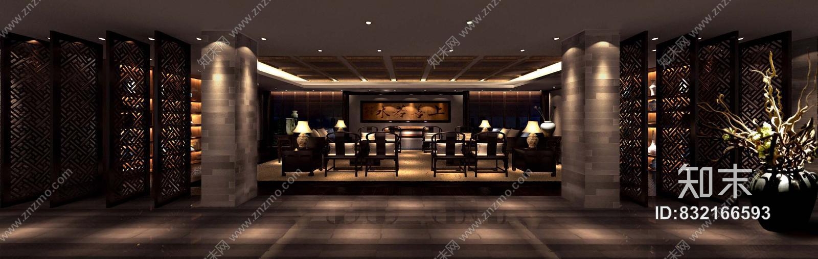 北京燕佳--闽商中式会所室内装饰施工图cad施工图下载【ID:832166593】