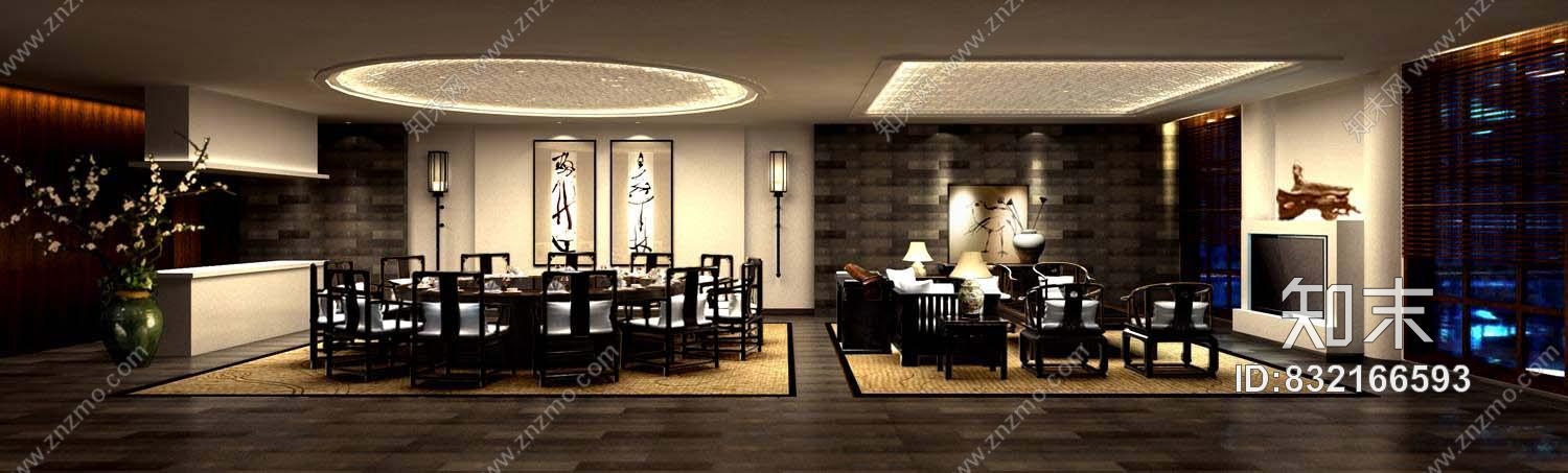 北京燕佳--闽商中式会所室内装饰施工图cad施工图下载【ID:832166593】