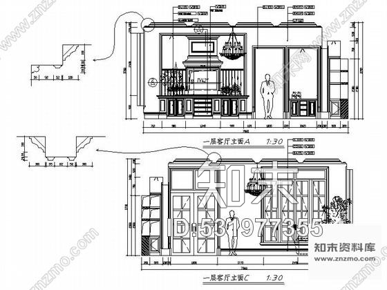 施工图浙江豪华美式风格三层别墅样板间室内装修设计施工图含效果cad施工图下载【ID:531977355】