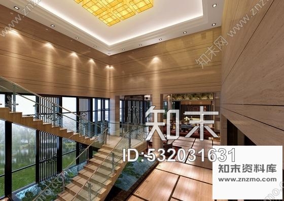 施工图青岛度假酒店新中式风格大堂装修施工图含效果cad施工图下载【ID:532031631】