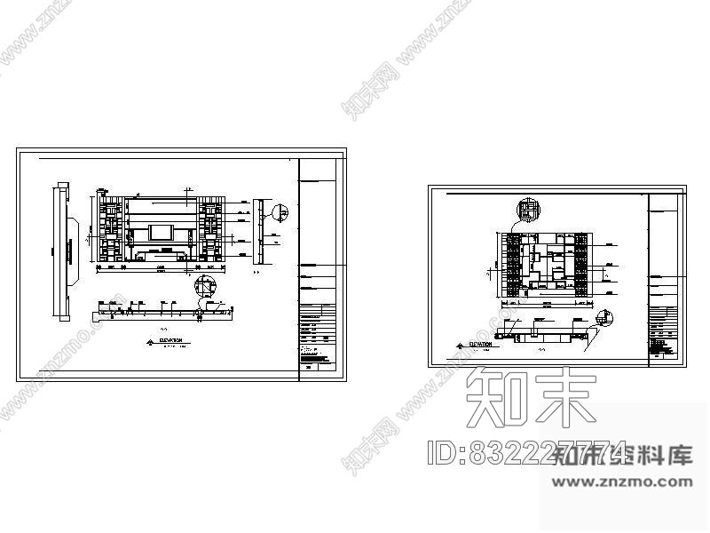图块/节点中式客厅立面图cad施工图下载【ID:832227774】