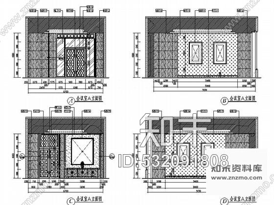 施工图四川某现代风格会议中心室内装修施工图含效果cad施工图下载【ID:532091808】