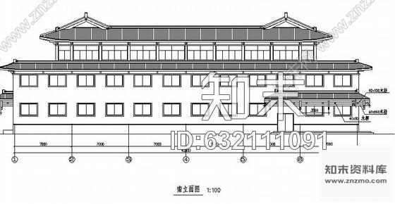 施工图江苏某中式风格洗浴中心外立面装修施工图cad施工图下载【ID:632111091】