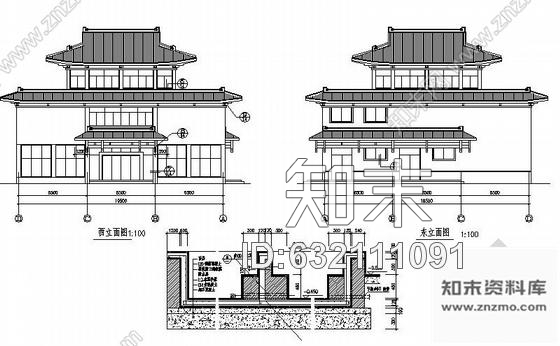 施工图江苏某中式风格洗浴中心外立面装修施工图cad施工图下载【ID:632111091】