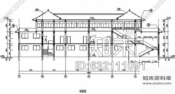 施工图江苏某中式风格洗浴中心外立面装修施工图cad施工图下载【ID:632111091】