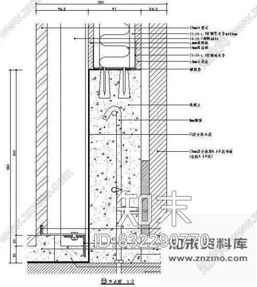 图块/节点单面卫生间石材墙体+会议室或办公室木饰面结构图cad施工图下载【ID:832290770】