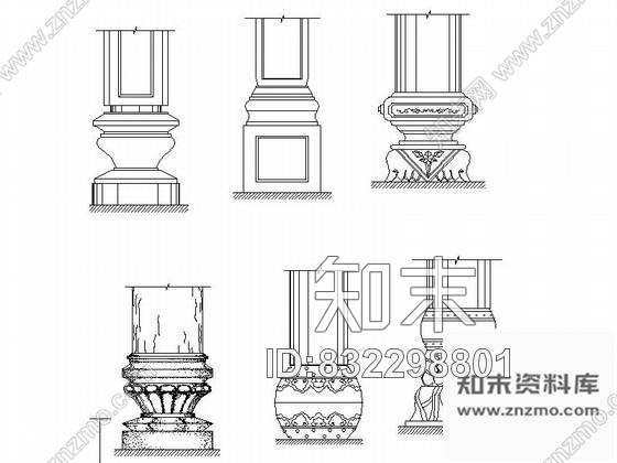 图块/节点各式柱子及室外装饰物CAD图块下载cad施工图下载【ID:832298801】