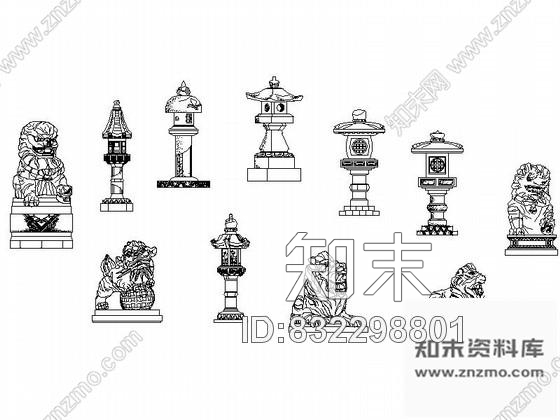 图块/节点各式柱子及室外装饰物CAD图块下载cad施工图下载【ID:832298801】