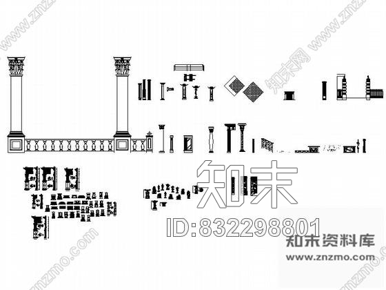 图块/节点各式柱子及室外装饰物CAD图块下载cad施工图下载【ID:832298801】