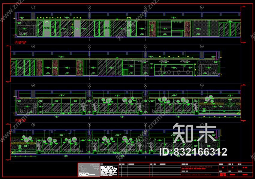 B&amp;CO设计上海利丰广场办公室4F-9F施工图下载【ID:832166312】