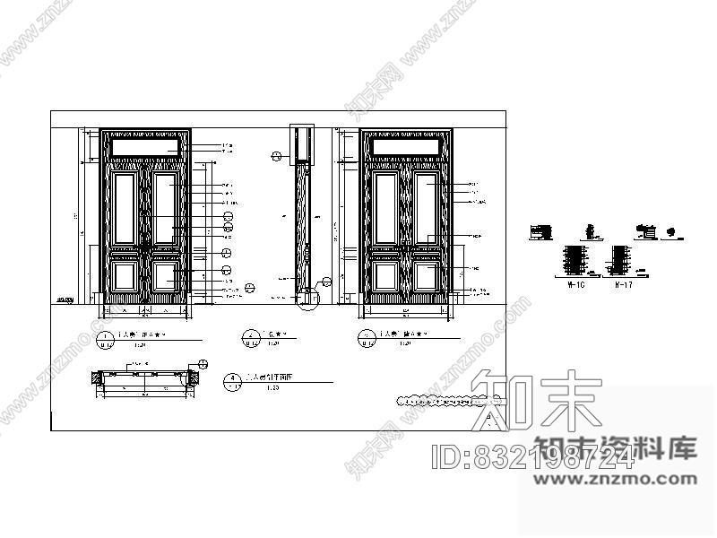 图块/节点主人房双开木门详图cad施工图下载【ID:832198724】