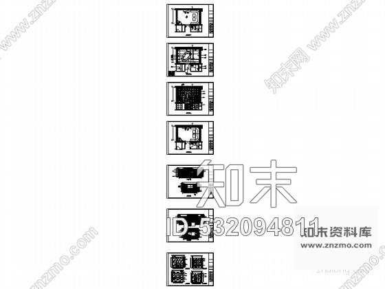 施工图小型套房多功能厅装修图cad施工图下载【ID:532094811】