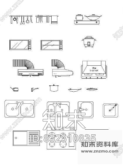 图块/节点厨房用具图块cad施工图下载【ID:832310835】