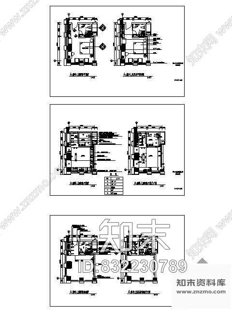 图块/节点酒店单人间客房装修平面施工图下载【ID:832230789】