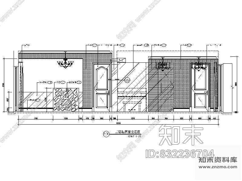 图块/节点别墅起居室立面图cad施工图下载【ID:832236704】