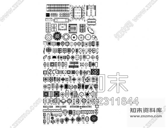 图块/节点天花造型平面图块集锦cad施工图下载【ID:832311844】