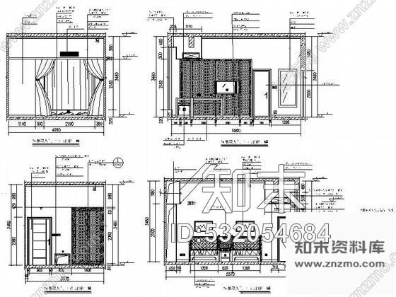 施工图现代客房标准双人间装修图cad施工图下载【ID:532054684】