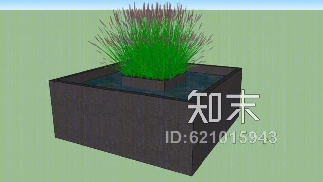 现代植物池塘su模型下载