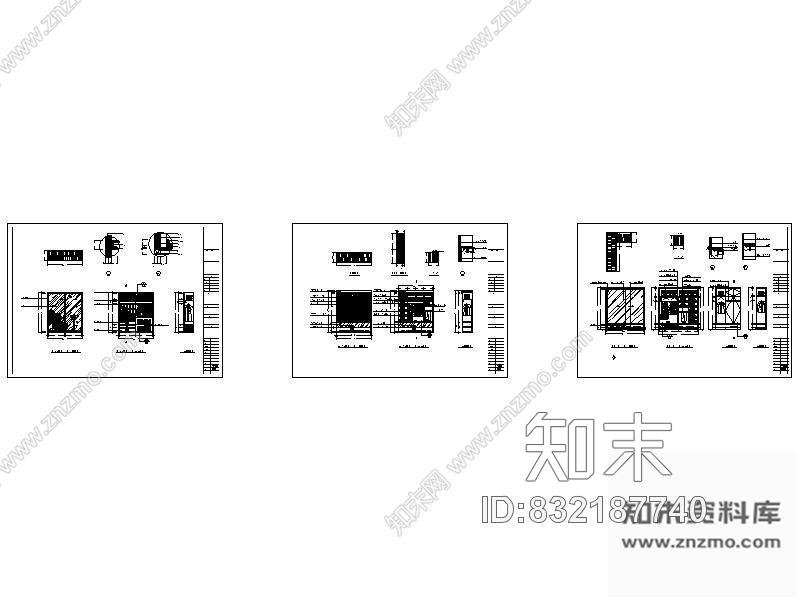 图块/节点三款卧室衣柜详图cad施工图下载【ID:832187740】