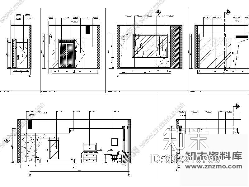 图块/节点某酒店T-1型客房立面图cad施工图下载【ID:832210790】