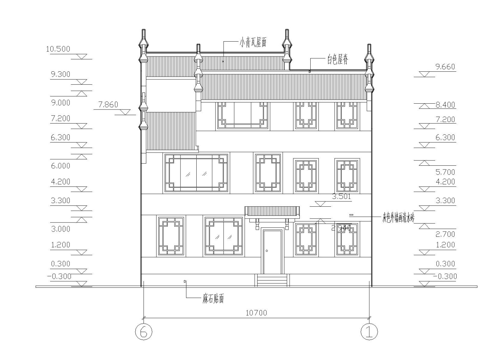 湖南湘西马头墙三层吊脚住宅楼建筑施工图施工图下