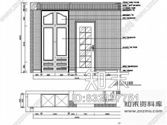 图块/节点田园风主卧室装修立面图cad施工图下载【ID:832197751】