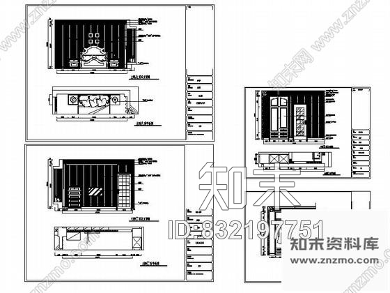 图块/节点田园风主卧室装修立面图cad施工图下载【ID:832197751】