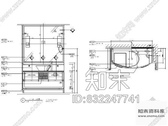 图块/节点标准卫生间洗面台盆详图cad施工图下载【ID:832247741】