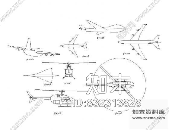 图块/节点飞机图块集cad施工图下载【ID:832313828】