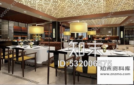 施工图上海时尚酒店全日餐厅室内装修图含效果cad施工图下载【ID:532006575】