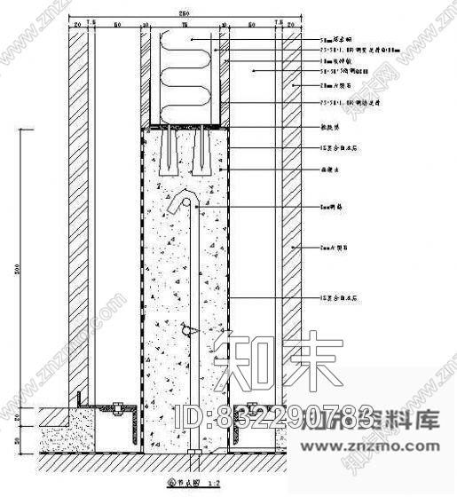 图块/节点双面石材防水墙体结构图cad施工图下载【ID:832290783】