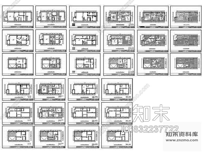 图块/节点三层别墅空间平面装修图cad施工图下载【ID:832237722】