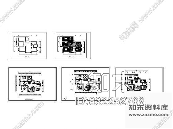 图块/节点四室多种平面方案图cad施工图下载【ID:832252768】